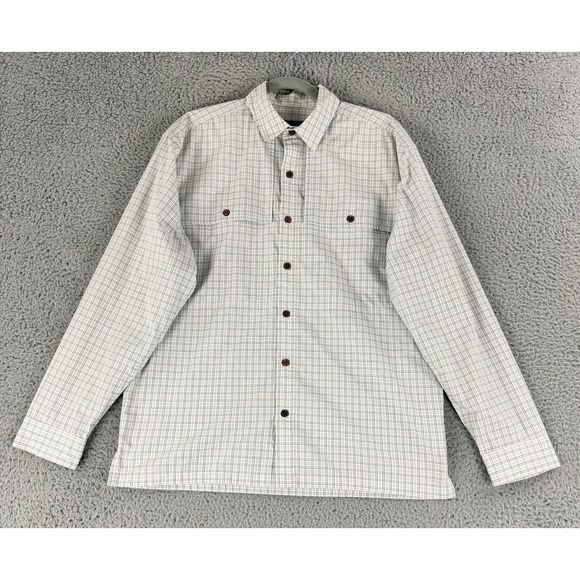 Patagonia Other - Patagonia Plaid Button Down Shirt Men Medium Blue Tan Long Sleeve Organic Cotton